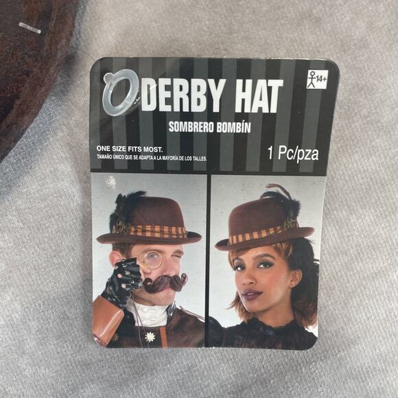 Steampunk Derby Hat & Pin Adult Costume Accessories Halloween Cosplay Dress Up - Picture 5 of 7